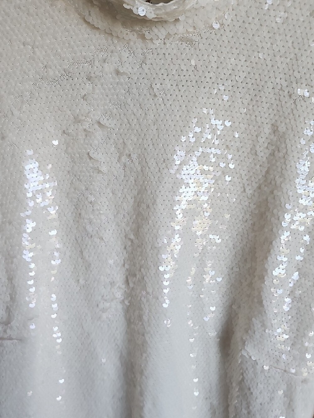 H&M Ivory Sequin Long Sleeve High-Neck Dress - Picture 4 of 5